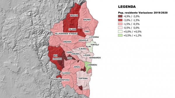 Popolazione residente in Ogliastra 2020